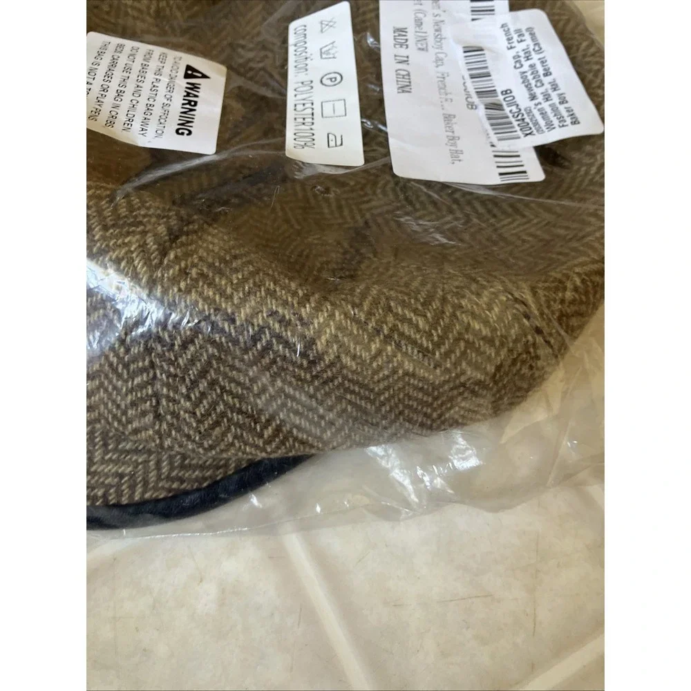 Brown herringbone Newsboy Applejack Cabbie Gatsby Tweed Ivy Golf Hat Cap Brown